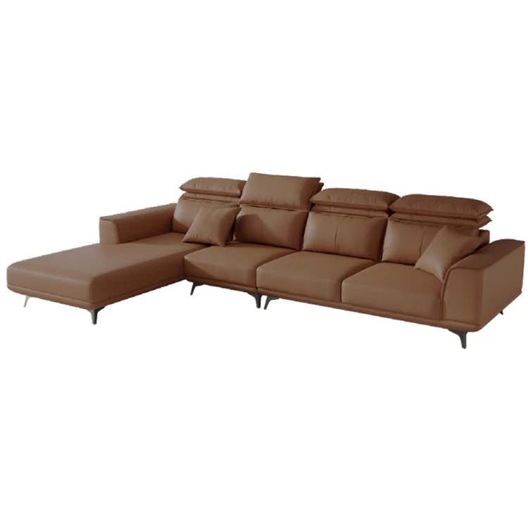 Wholesale Luxury L-Shape Genuine Leather Sofa Set for Home Hotel or Apartment Living Room Luxury L-Shaped Sectional Sofas