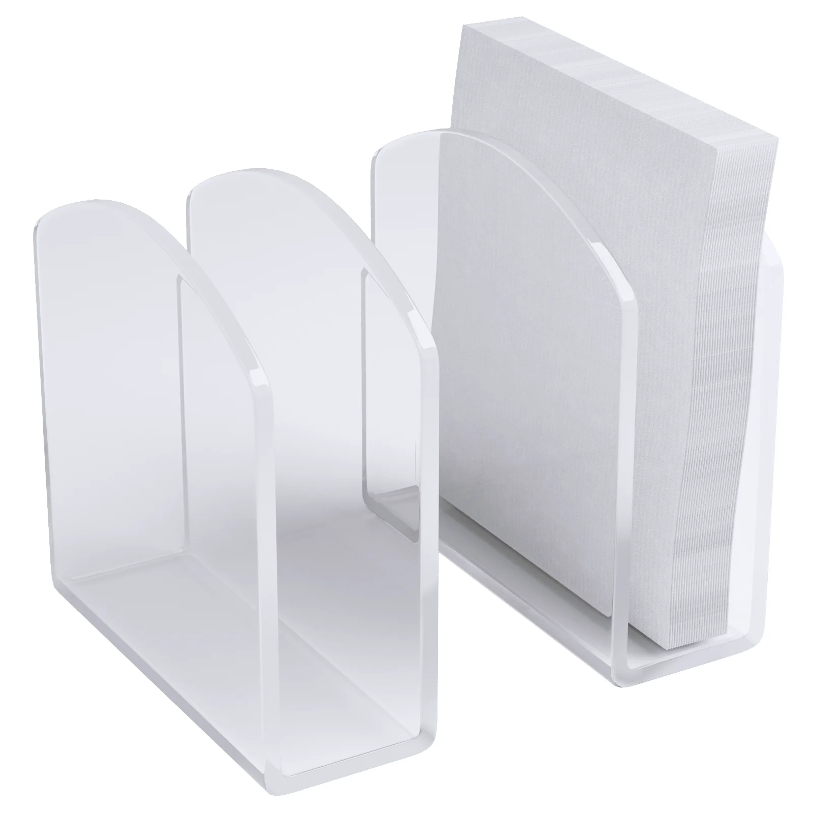 2pack Crystal Clear Acrylic Napkin Holders 5x5x0.2Inch Versatile Transparent Paper Stand Tissue Dispenser for Restaurant