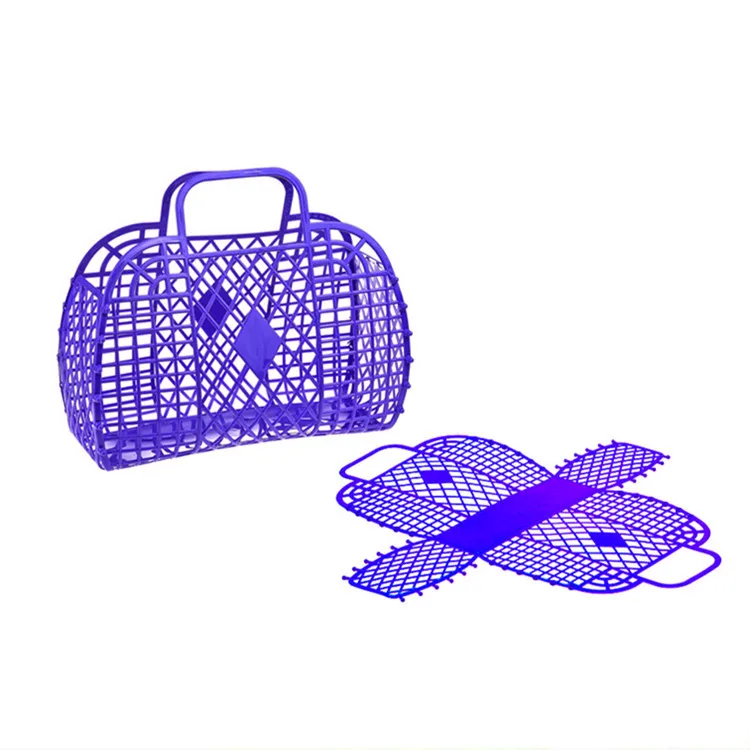 Wholesale Kid Girls Large Easter Basket Woman Summer Portable Vacation 2023 Plastic Pvc Fashion Beach Retro Jelly Basket Bag
