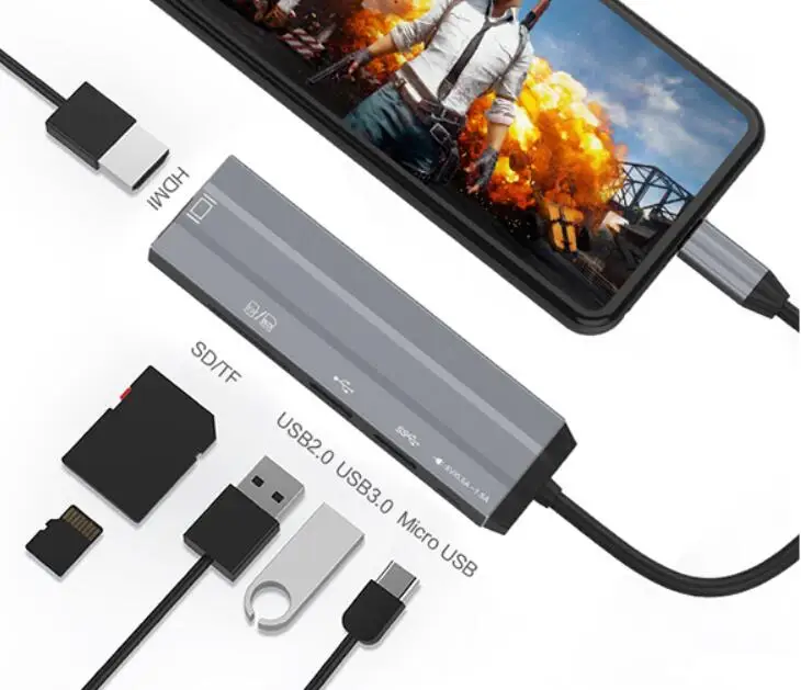  6 в 1 USB3.1 type c до H DMI4K + 2 * USB3.0 концентратор micro usb