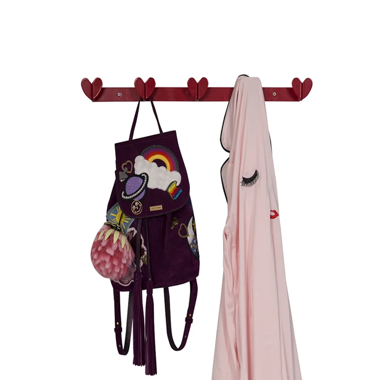 Wholesale Living Room Furniture Heart Shaped Metal Wall Mount Clothes Hanger Hook M-W523