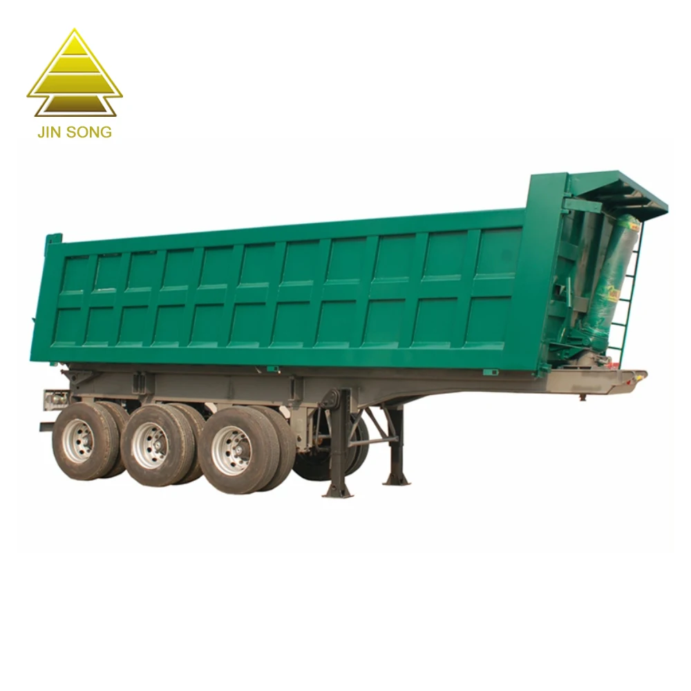 China Low Price 45cbm 60ton 3axles 4axles Tipper Dump Trailer Hydraulic End Rear Tipper Truck for Sale