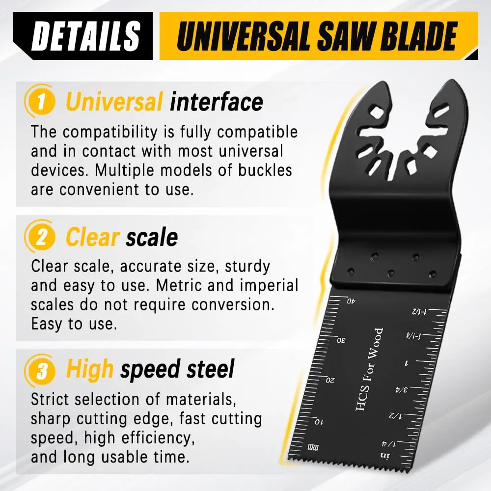 PEXMIENTAS 34mm HCS Universal Quick Release Wood Plastic Oscillating Multitool Saw Blades