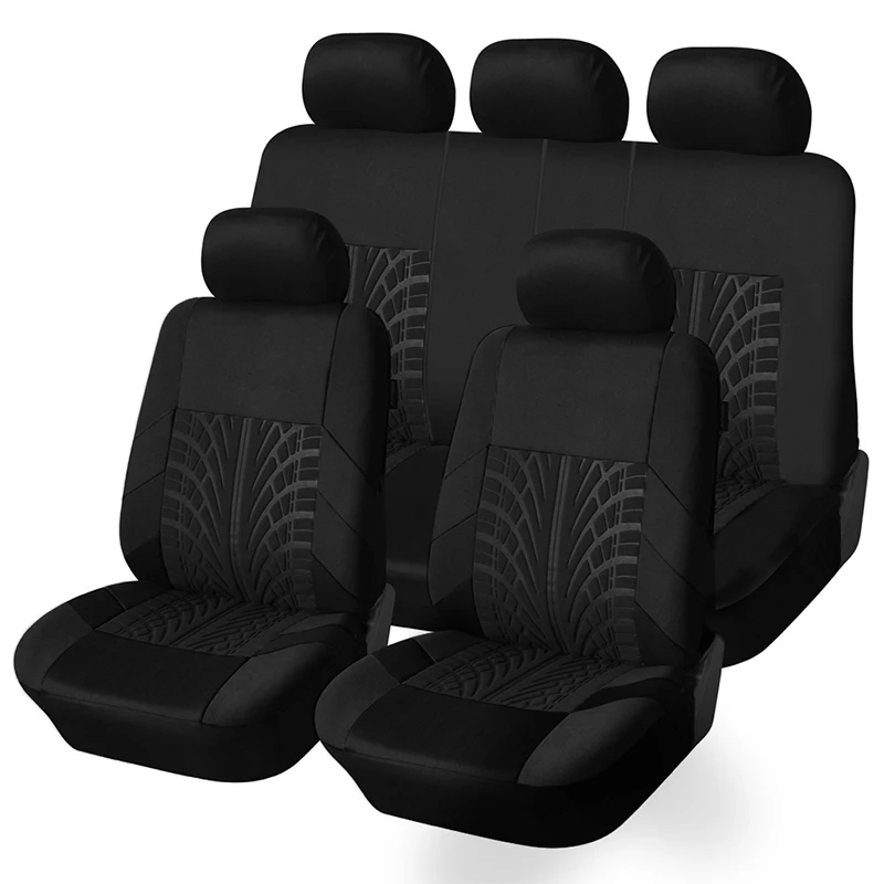 Classic Hot Sale Sport Design Car Seat Cover With Tire Track Universal Size Fit Most Cars Full Set