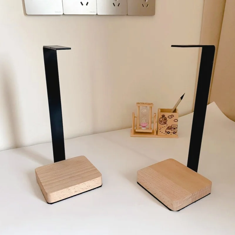 Custom Portable Gamer Headphone Stand Holder Desktop Wood headset Hanger Storage Rack