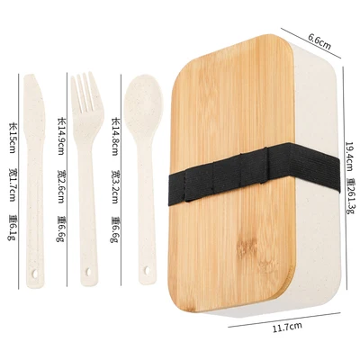 2 Layers Lunch Box Bamboo Wood Insulation Fresh Bowl Students Microwave Container Tableware Spoon Bento Lunch Boxes