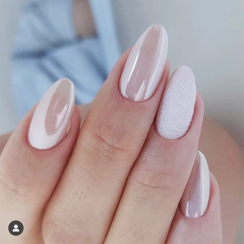 BOKO  Nail paint metallic aurora moonlight transparent white pearl chrome nail powder nail art decoration