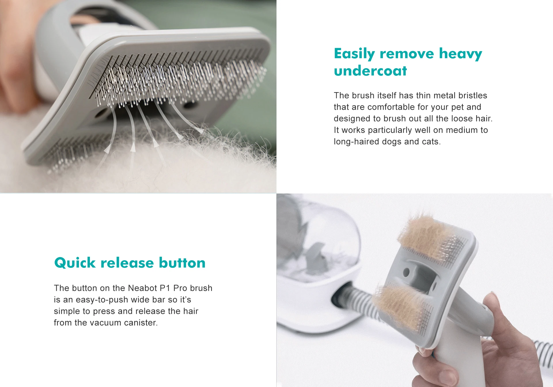 Neabot P1 pro 5 in 1 Pet Hair Shaving and Suction Tools Low Noise  Grooming Pet Vacuum Cleaner