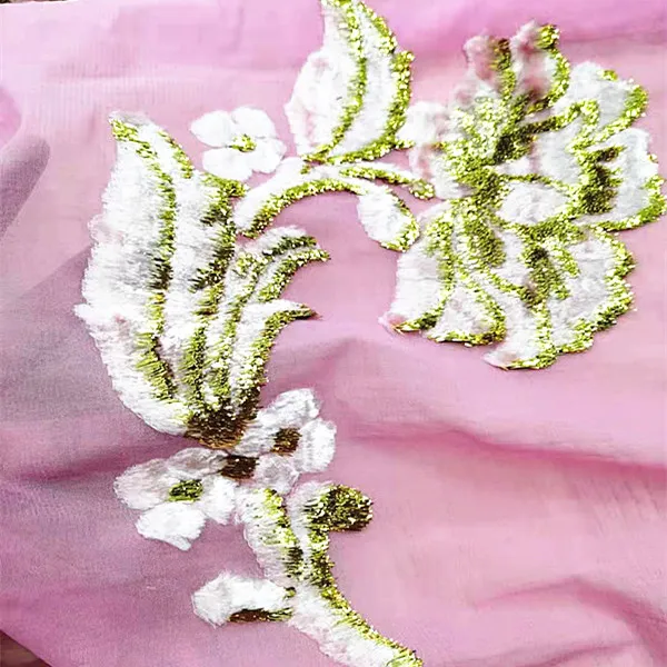 
New Chinese Jacquard Silk Fabric Super Light Soft Transparent Metallic Velvet Soft Silk Velvet Fabric 