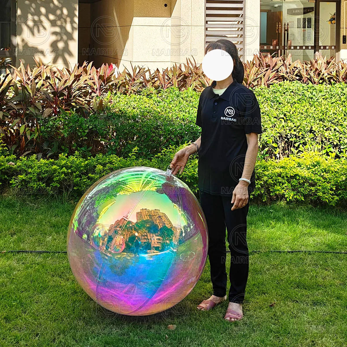 Giant Iridescent Bubble Ball Mirror Balloon Inflat Outdoor Decor Big Shiny Inflatable Iridesc Rainbow Ball Large Floating Sphere