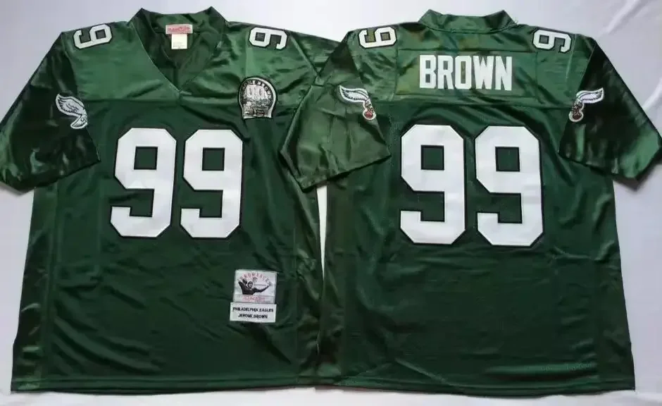 PHI Team Ретро 12 Randall Cunningham 20 Brian Dawkins 92 Reggie белые сшитые зеленые футбольные майки