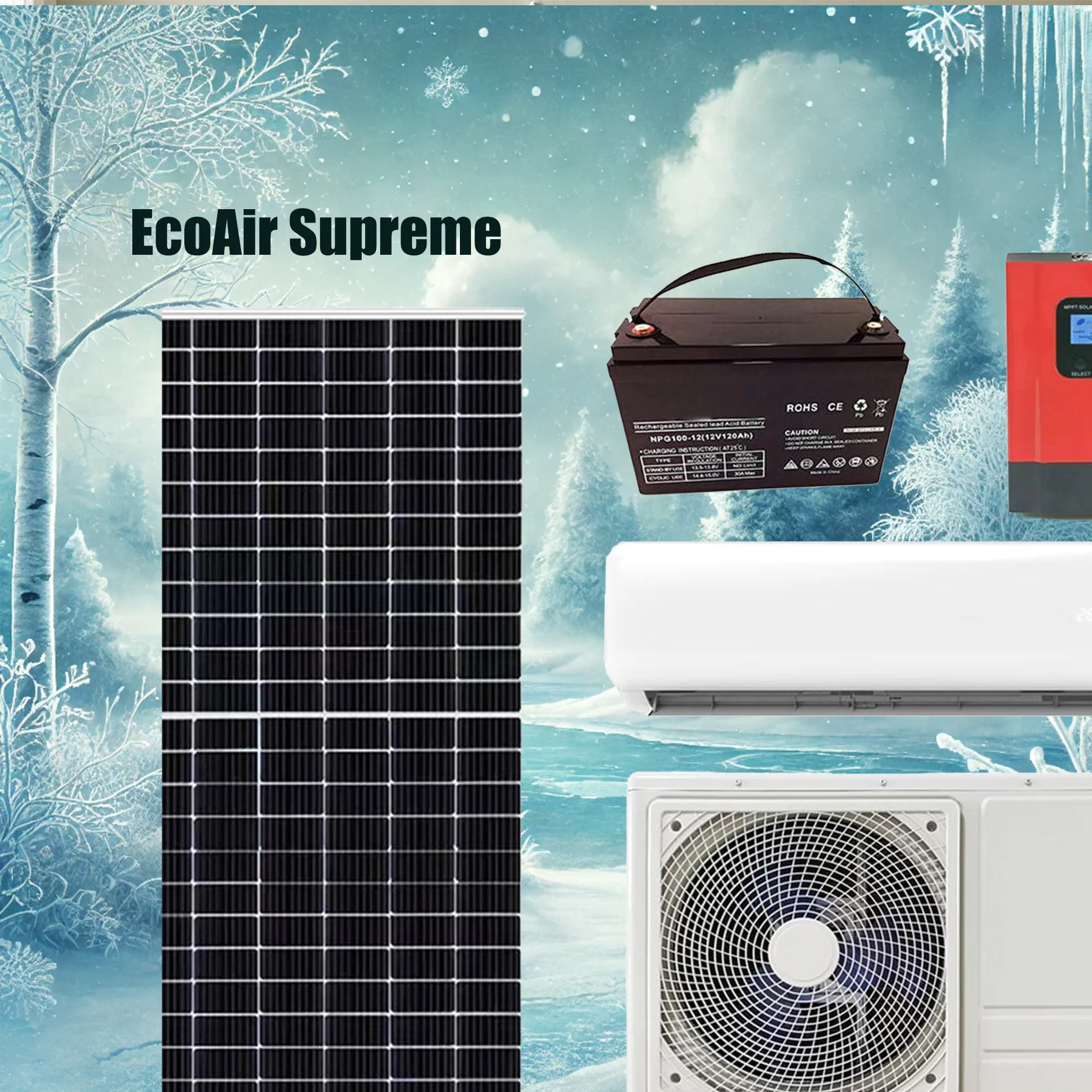 SolarChill Max Off-Grid Air Conditioning Solution (DC24/48V) 9000 Btu 12000Btu 18000Btu