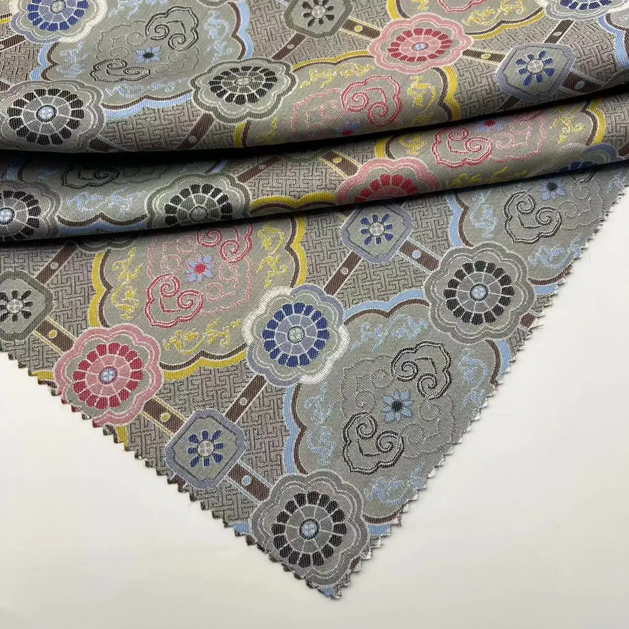 High quality feel silky 100% polyester fabric curtain sofa towel jacquard polyester fabrics