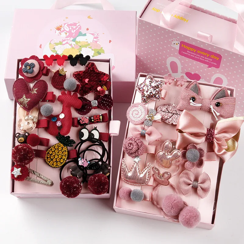 New Arrival 24 Pcs One Box Animal Design Sweet Cute Kawaii Hair Accessories for Girl Kids Birthday Party Gift Box