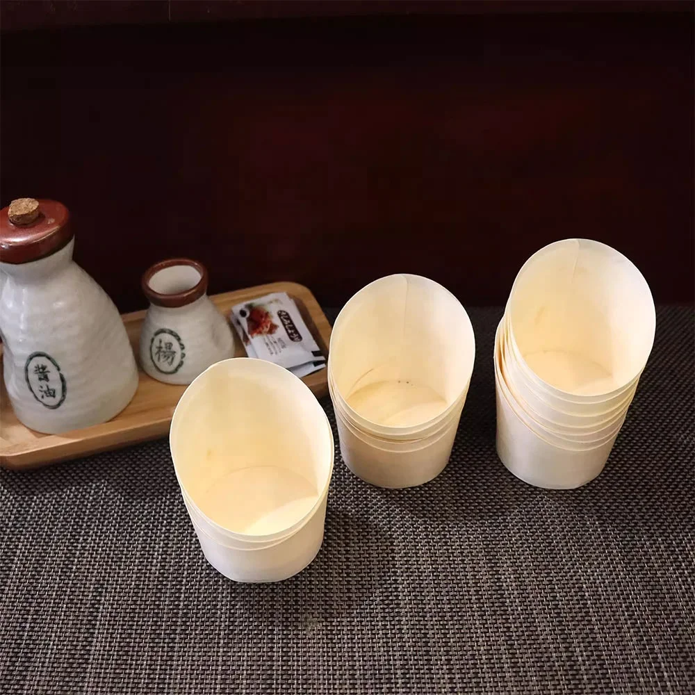 Custom Wood Measuring Dessert Tea Wine Coffee Cup Wooden Drinking Wooden Disposable Cups