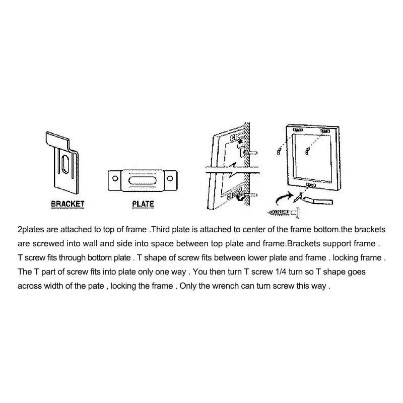 Art Picture Frame hanging security hanger hardware brackets T shape  screws