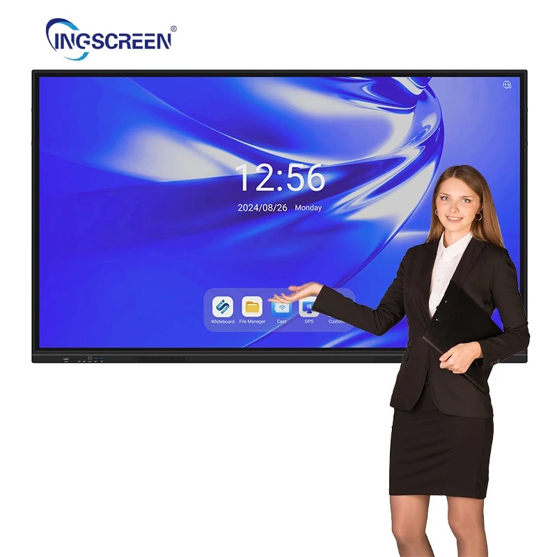 INGSCREEN 65 inch 12 series Smooth Writing Wireless screen sharing 4k 120hz Android14 whiteboard school interactive flat panel
