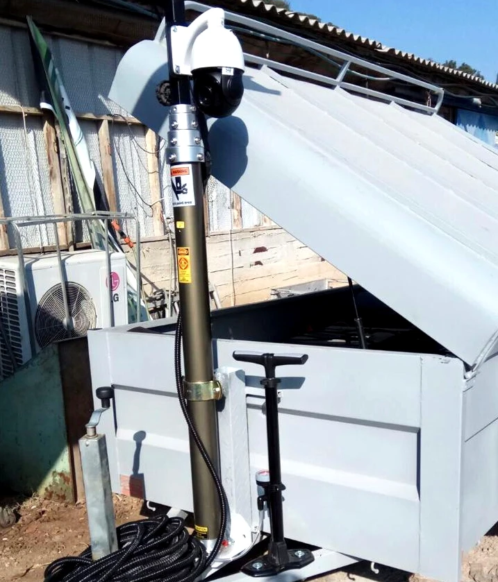 Пневматическая светодиодная телескопическая мачта 5 м 6 для наружных телекоммуникационных осветительных башен