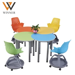 Стол в форме Луны со стулом, комбинированные стулья для учебных пособий