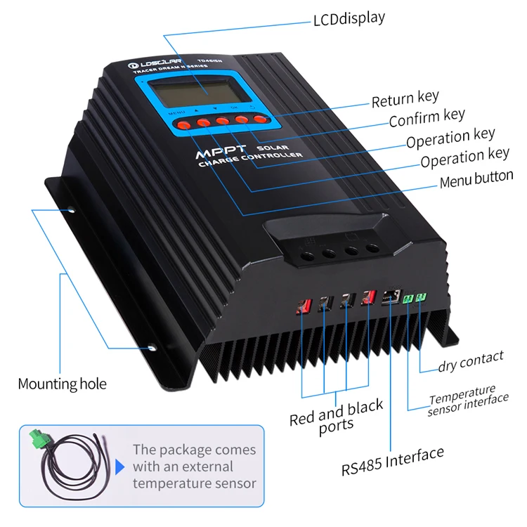 LDSOLAR tracer mppt APP monitor 60amp 12V 24V 48V MPPT Solar Charge Controller  with Bluetooth Wifi