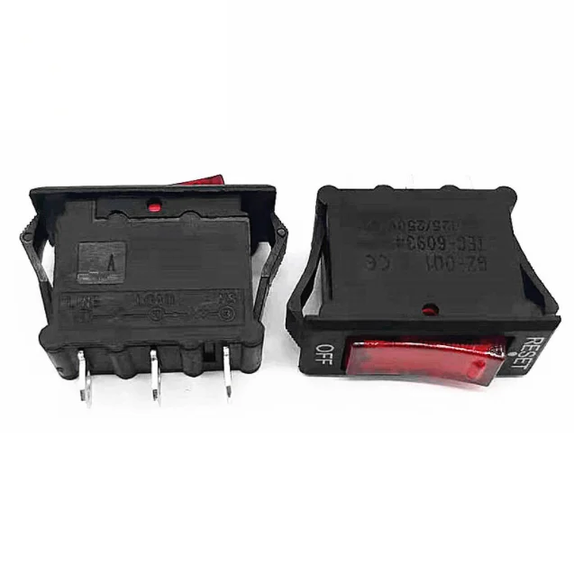 Electrical Overload disconnect breaker  power circuit protector breaker RESET OFF with illuminated indicators red blue
