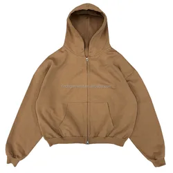 Finch Garment custom french terry heavyweight hoodies high quality oversized drop shoulder cropped full zip up hoodie