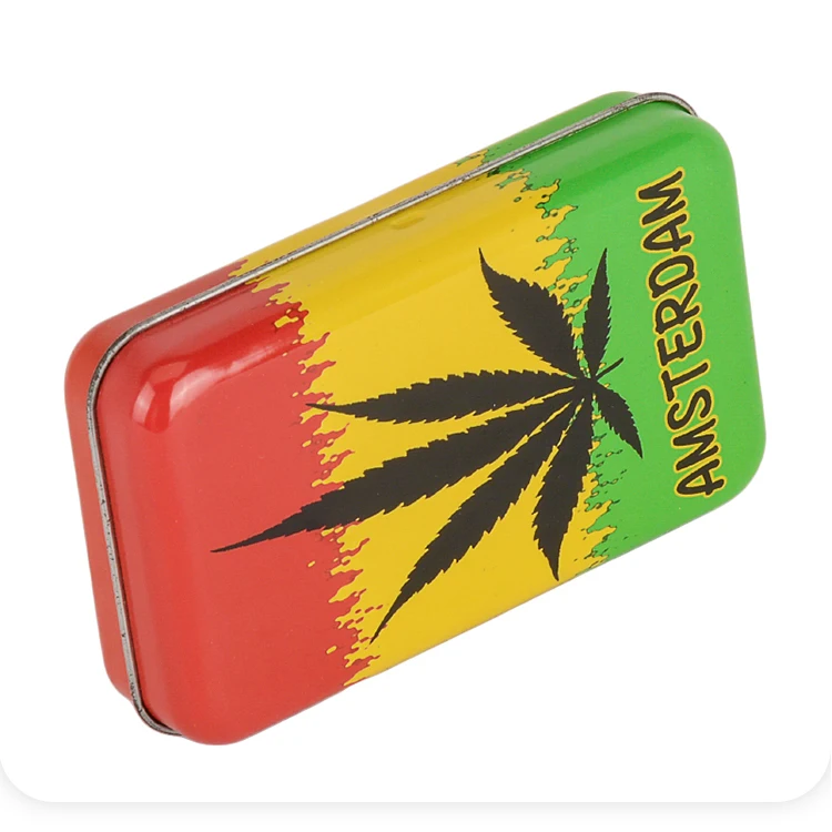 Customized Brand Tobacco Tin Box With Hinged Lid Portable Tobacco Case Tin Smoking Accessories Metal Box For Cigarettes