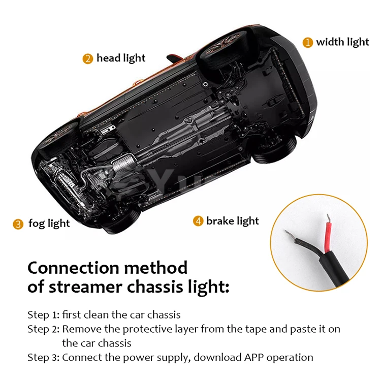 Yuechi Flexible APP/Remote Control Flowing Color RGB Car Underglow Underbody System Neon Light Car LED Strip Light