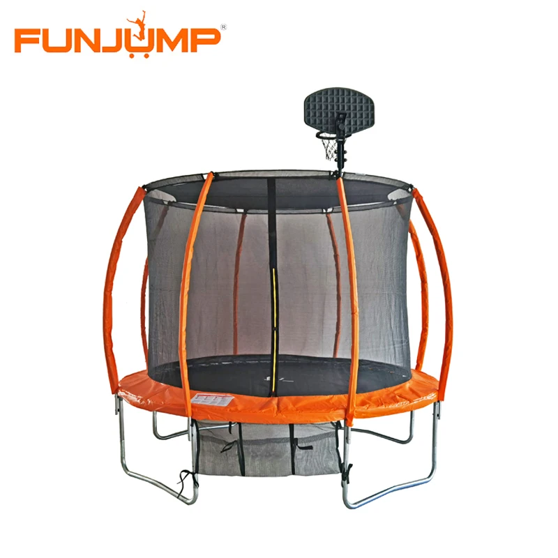 Funjump Quality Guarantee 8ft 10ft Round Kids Sport Play Trampoline with Basketball Hoop