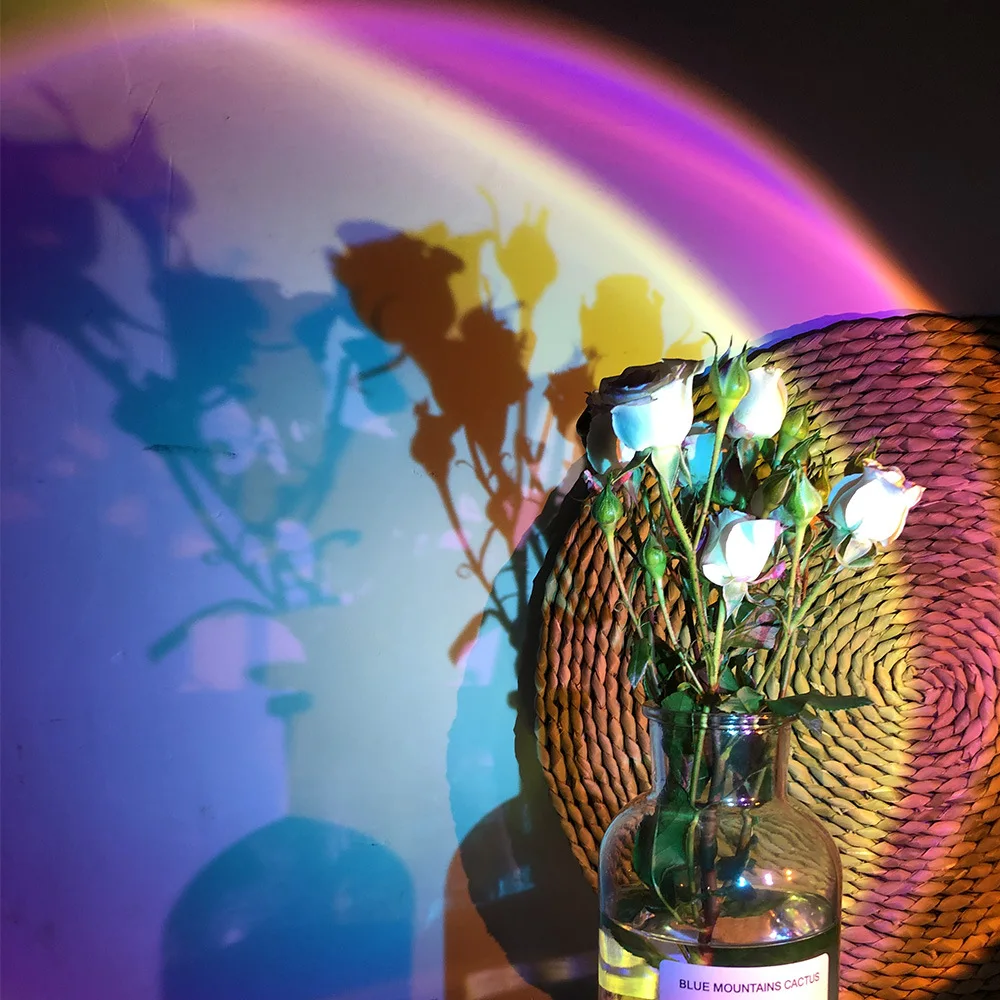 Bedroom Usb Sunset Lamp Sun Rainbow Sunset Projector Lamp Night Light Led Sunset Projection Lamp For Home Decoration