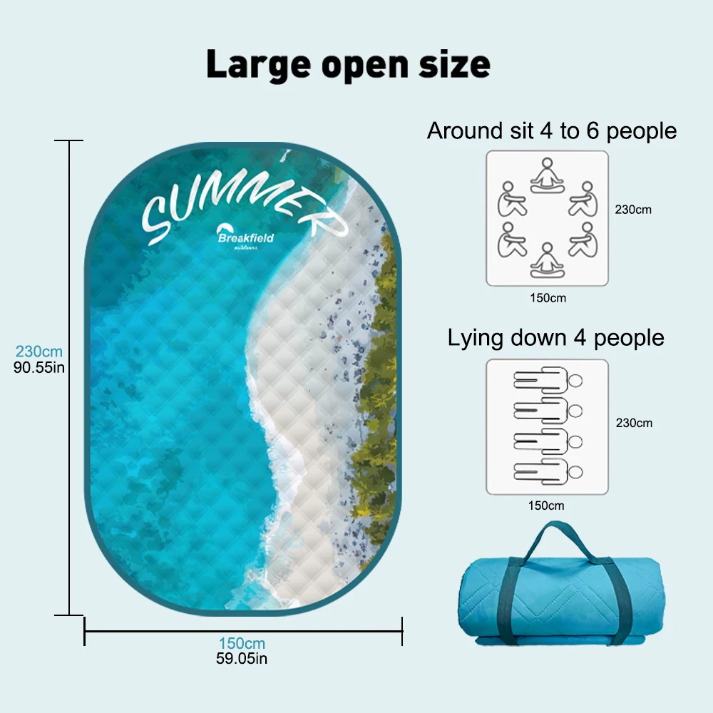 Custom Outdoor Folding Recycled Extra Large Travel Blanket Beach Camping Mat Waterproof Foldable Picnic Blanket