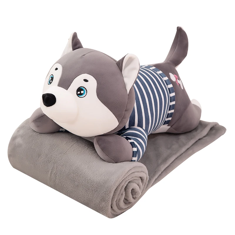 Wholesale animals stuffed soft pillow dolls Husky blanket plush toys for children