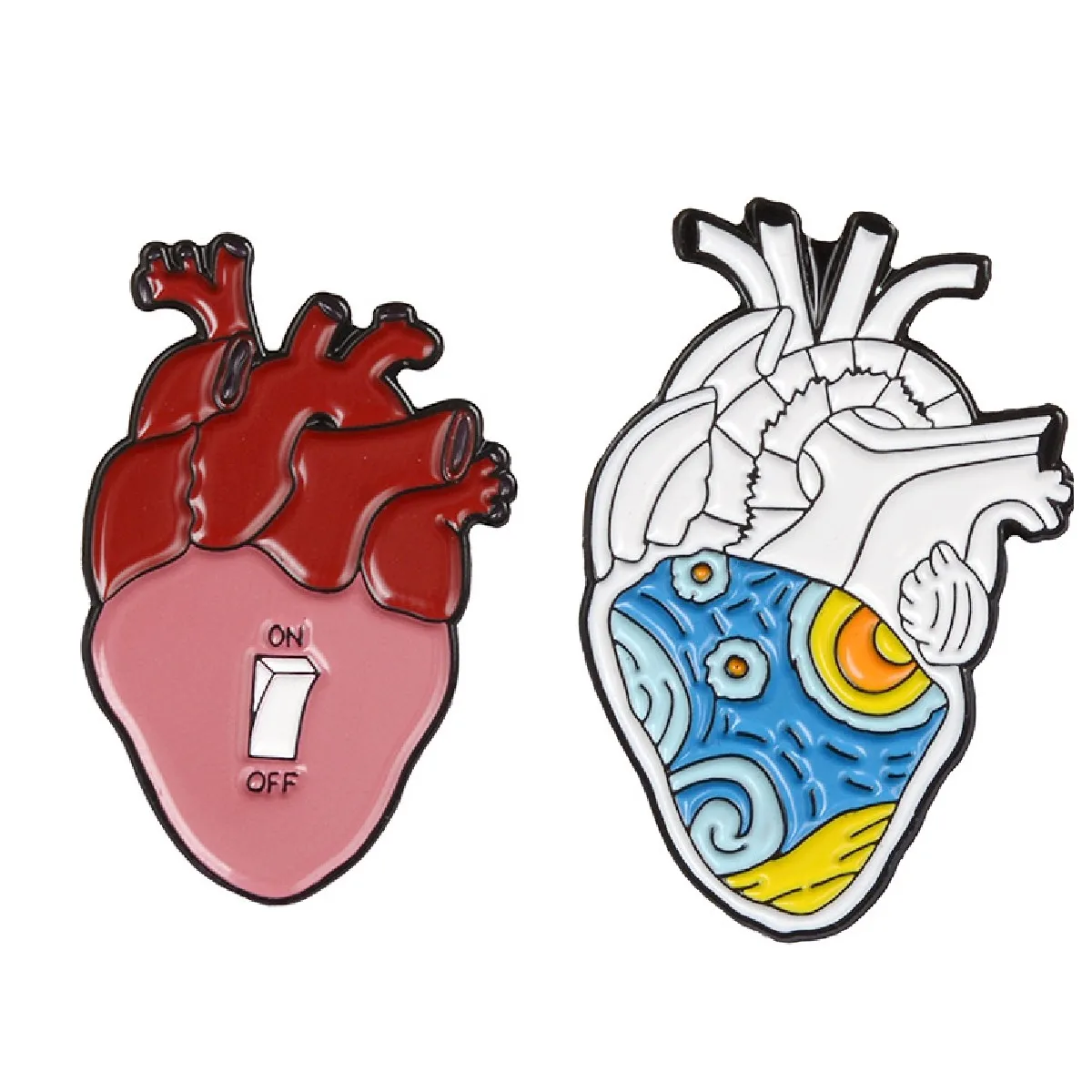 Personalized Creative Heart Organ Brooch Badge Pins Cartoon Cute Enamel Emblem Lapel Pin