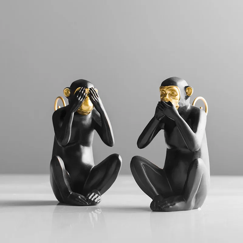 Figurines Modern Lucky Resin Craft Polyresin Home Decoration Monkey Family