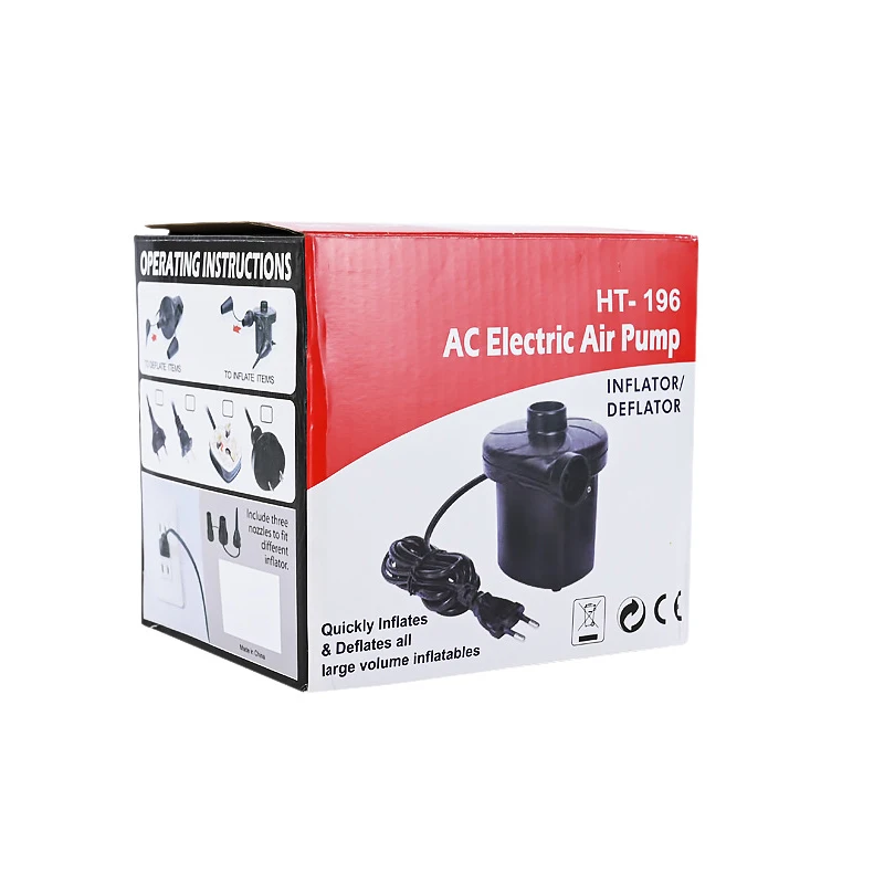 WSY255 Fill Electric Air Pump with 3 Nozzles,110V AC/12V DC Air Pump For Inflatable Cushion Air Mattress Beds Boats