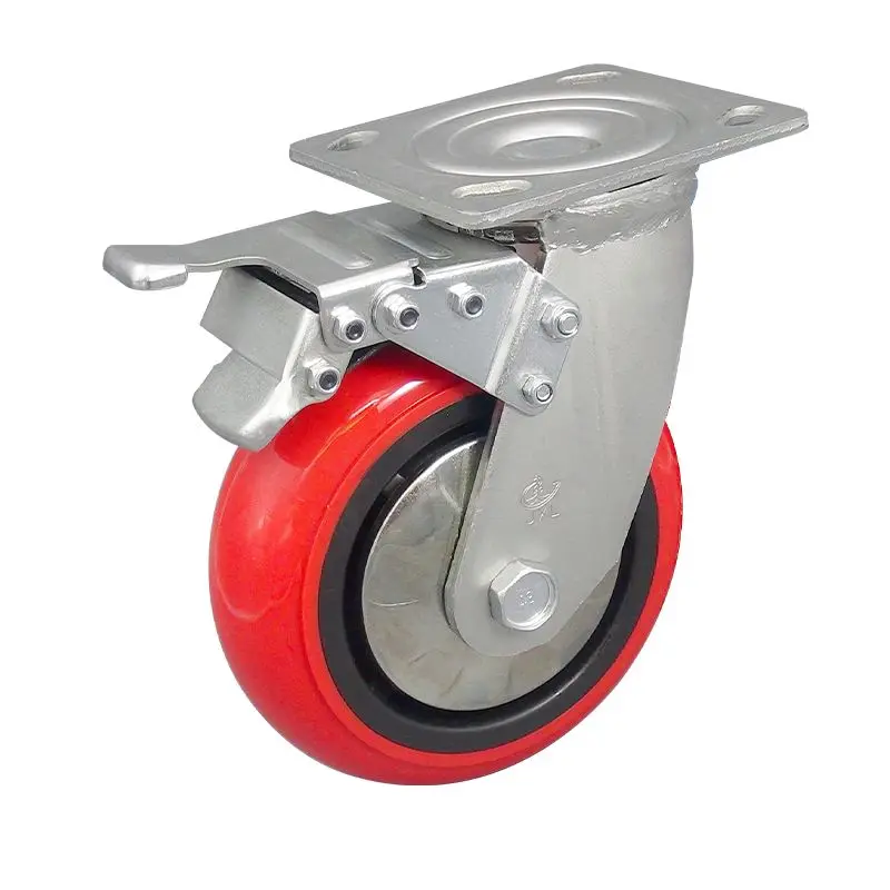 Длинная верхняя пластина Поворотный 6 / 8 дюймов двойной шар чугун 2 тонны нагрузки колесо