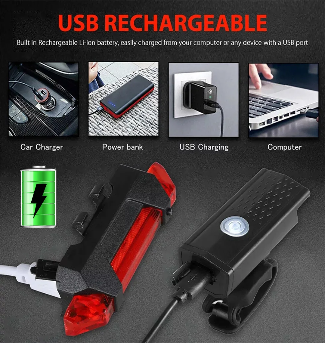 Portable Outdoor Sports Mountain Bike Flashing Para Bicicletas Cycling Front Lamps Rear Led Light Set Bicycle lights Kit