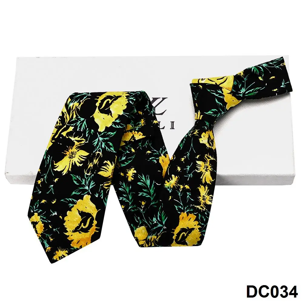 YiLi Custom Floral Flower Digital Screen Printing Handsome 100% Pure Corbata Ties for Men Cotton