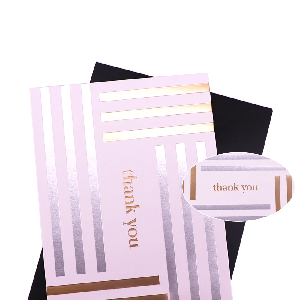 
luxury design gold foil small business blank thank you note card custom with logo  (1600141805684)