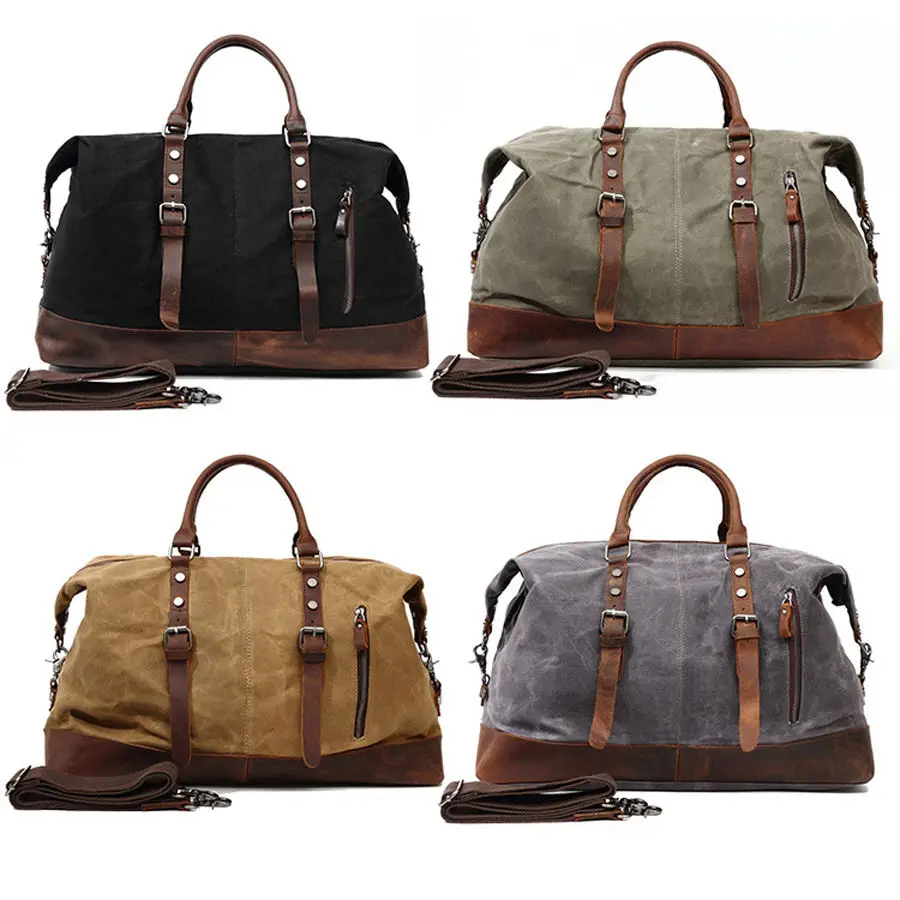 Leather Travel Luggage Weekender Bag Leather Holdal Overnight Large Capacity Vintage Leather Travel Luggage For Men