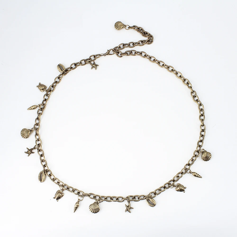 Новая индивидуальная оптовая продажа, модная цепочка в пляжном стиле, морская Морская ракушка, биологическая подвеска, цепочка на талию