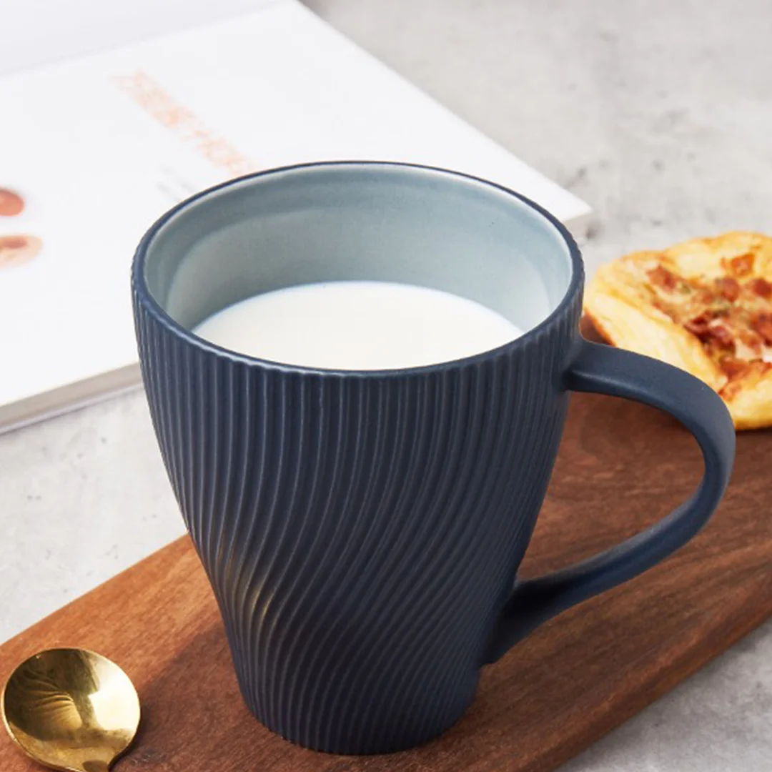 wholesale nordic striped mugs ceramic couple mugs coffee mug 350ml breakfast milk cups for gift