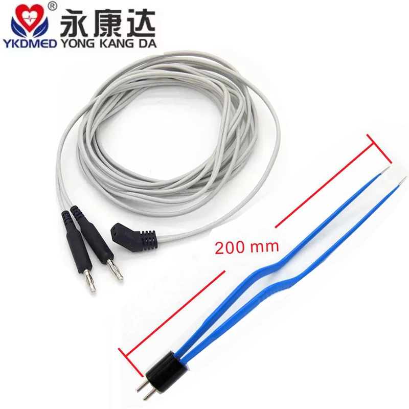 Bipolare Zangen Reusable Non-Stick Electrosurgical Curved Bipolar Forceps With Cablelength 200mm  tip 1.0mm