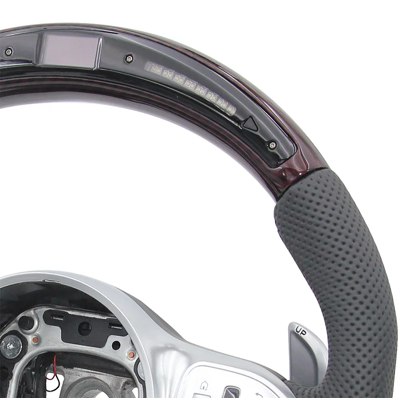 Peach wood black LED modified carbon fiber steering wheel for Mercedes Benz C GLC E S CLS AMG zc-809-t52-y