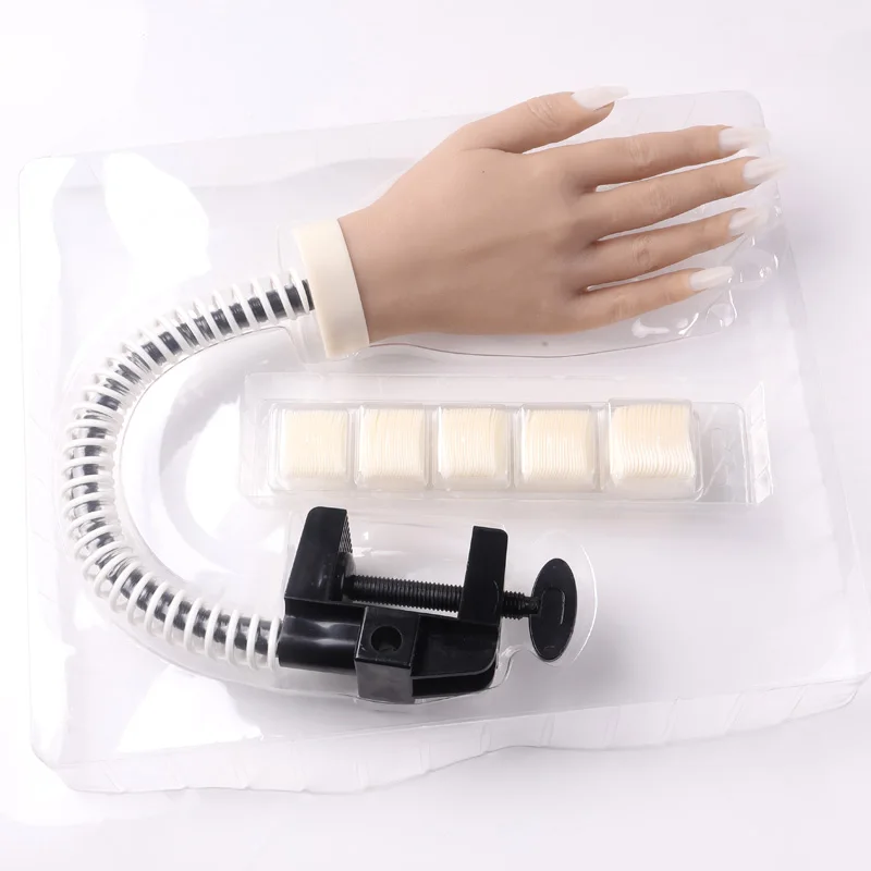 TSZS Adjustable PVC Soft Glue Training Manicure Practice Hand Nail Art False Hand Model With Flexible Arm Holder Tool