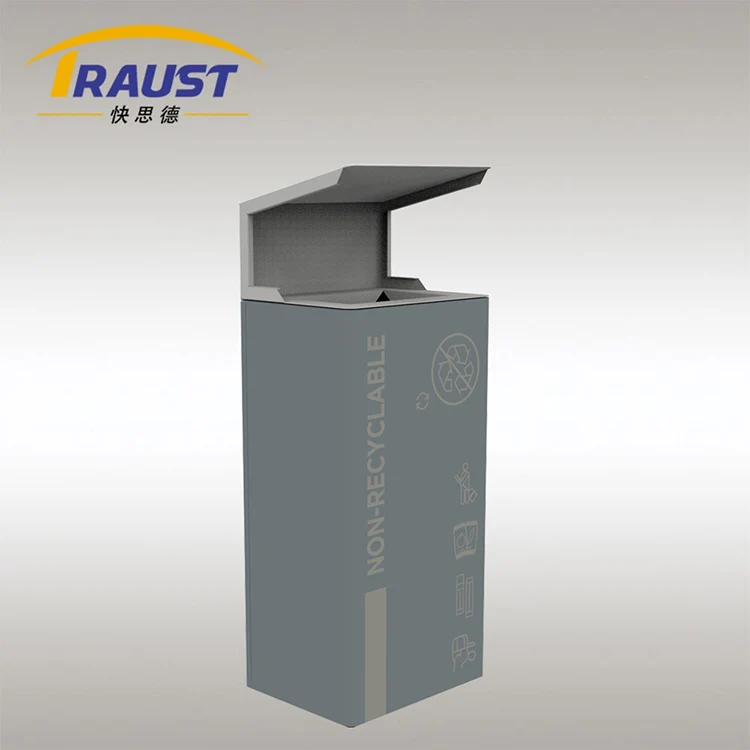 Traust outdoor metal dustbin trash can garbage bin waste receptacle factory container recycle sorting bin with lid for sale