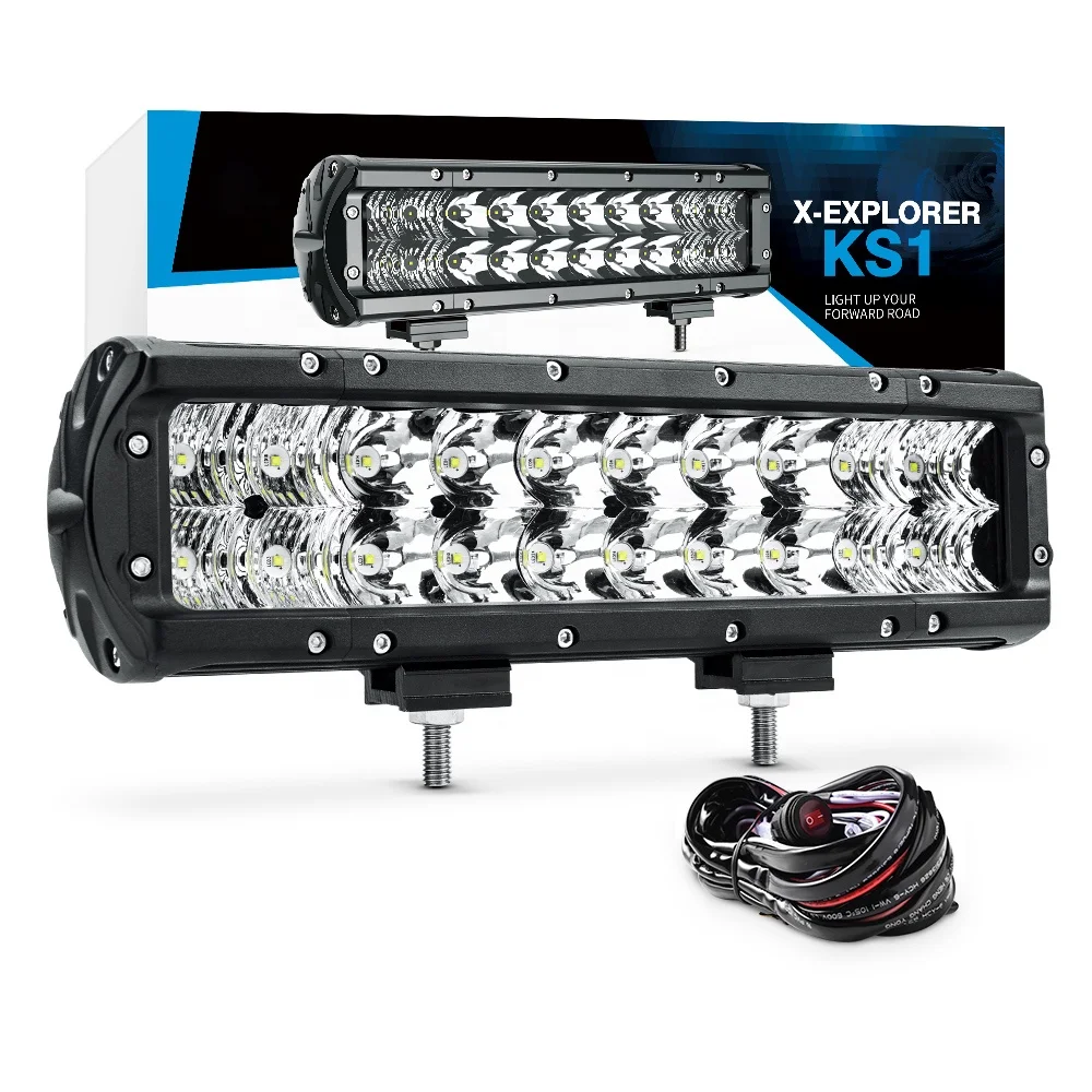 MICTUNING KS1 12Inch Waterproof IP67  60W Off-Road Driving Combo Work Light Led Light Bar With Wiring Harness