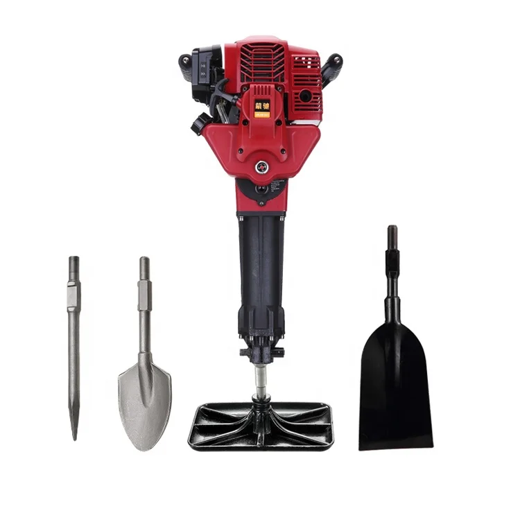 Portable 2 stroke Gas Powered Jack Hammer Pickaxe Shovel for Concrete Breaking Cutting Roots Tamping Ditching