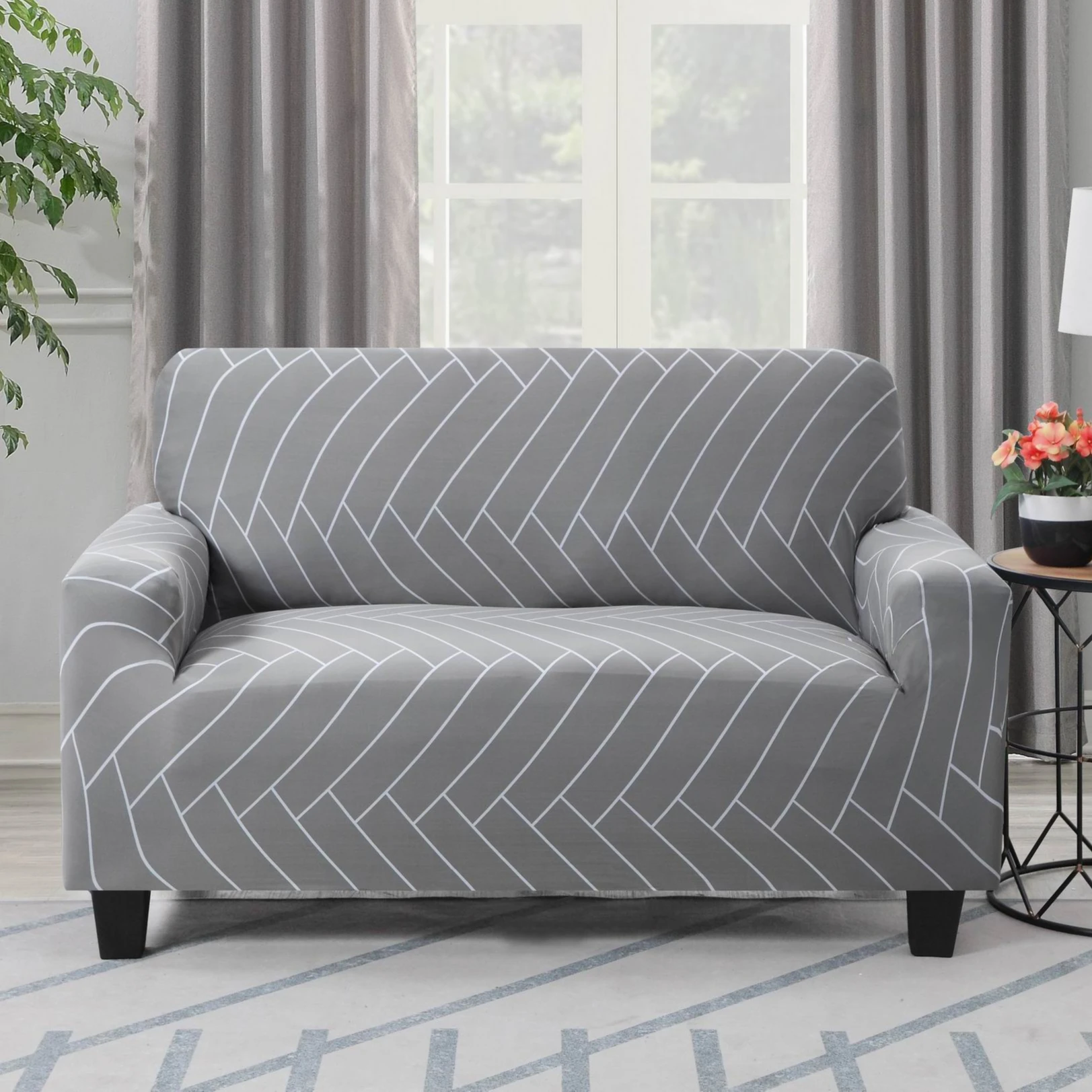 Printed Sofa Cover Stretch Couch Covers Patterned Loveseat Slipcovers for 2 Seat