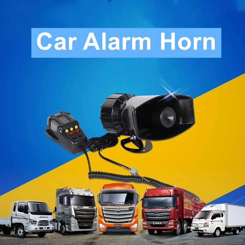 Wholesale Car Alarm Horn Square Mouth 7 Tone 12v 100w Recording Megaphone Speaker Factory Direct Sales